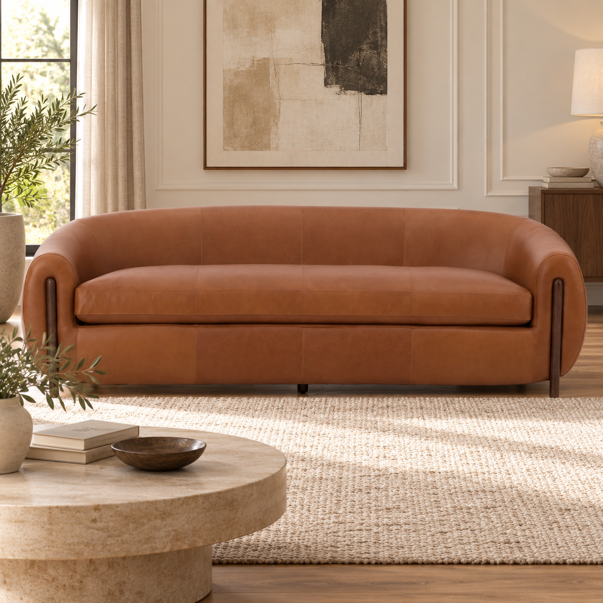 Grace Brown Leather XL Sofa (265cm)