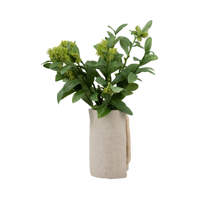 Ecomix, 12" Crafted Vase W Handle, Ivory - Al Rugaib Furniture