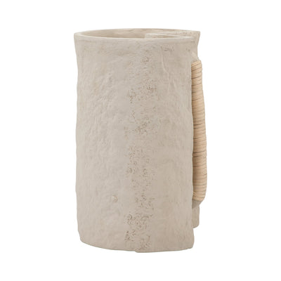 Ecomix, 12" Crafted Vase W Handle, Ivory - Al Rugaib Furniture