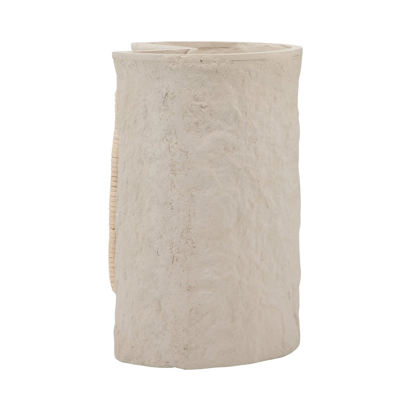 Ecomix, 12" Crafted Vase W Handle, Ivory - Al Rugaib Furniture