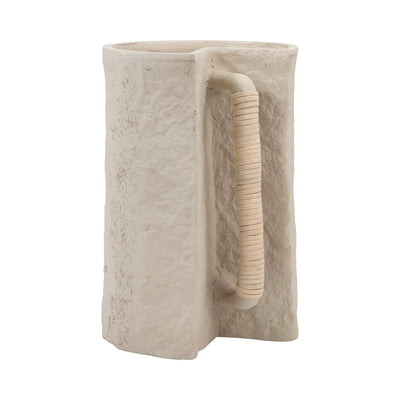 Ecomix, 12" Crafted Vase W Handle, Ivory - Al Rugaib Furniture