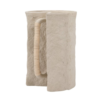 Ecomix, 12" Crafted Vase W Handle, Ivory - Al Rugaib Furniture