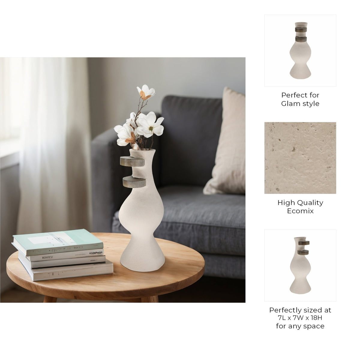 Ecomix, Abstract Vase, Ivory Vases and Jars| Sagebrook Home