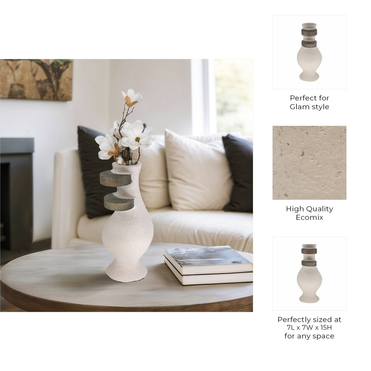 Ecomix, Abstract Vase, Ivory Vases and Jars| Sagebrook Home