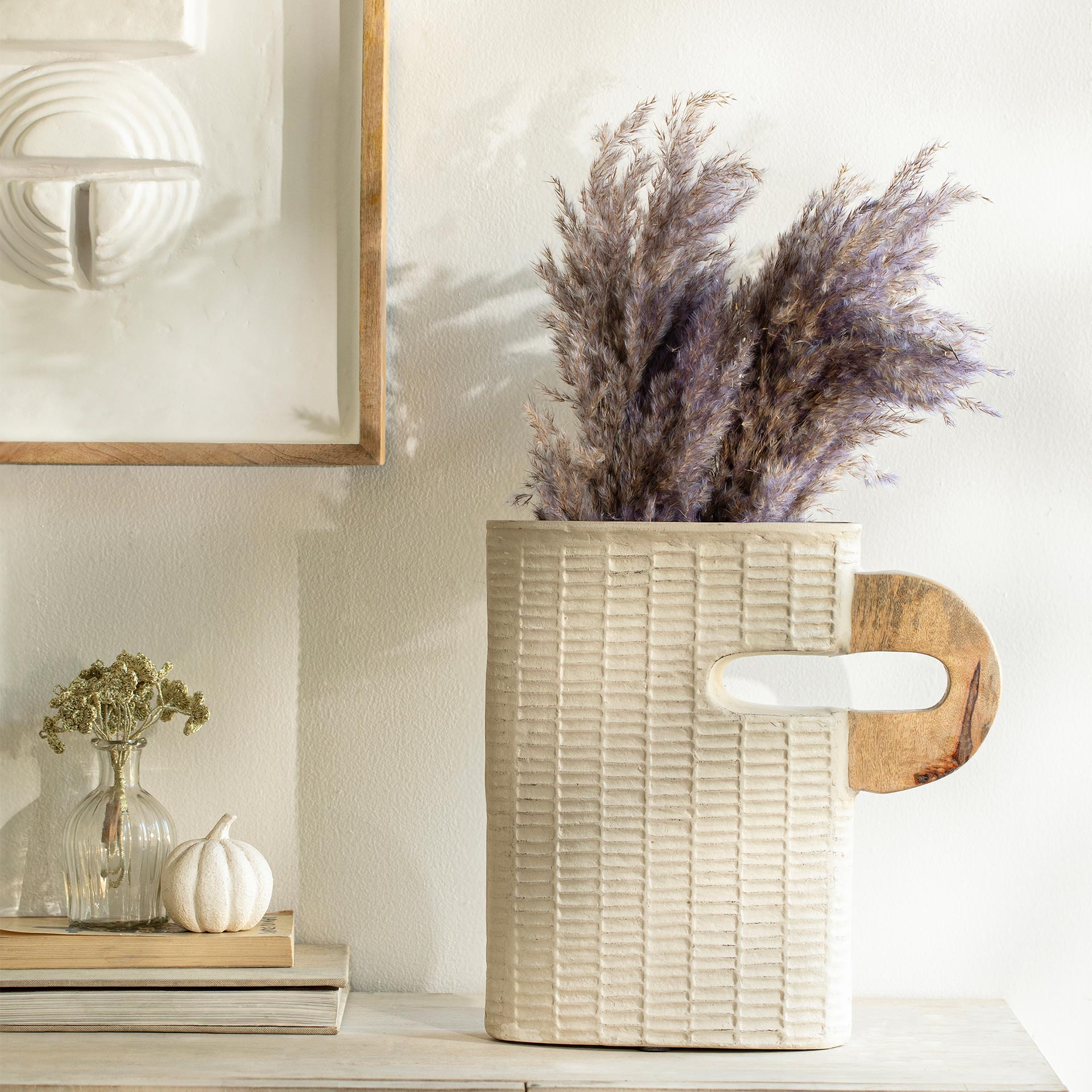 Ecomix Bidge Vase With Wooden Handle Small Vases and Jars| Roots Furniture