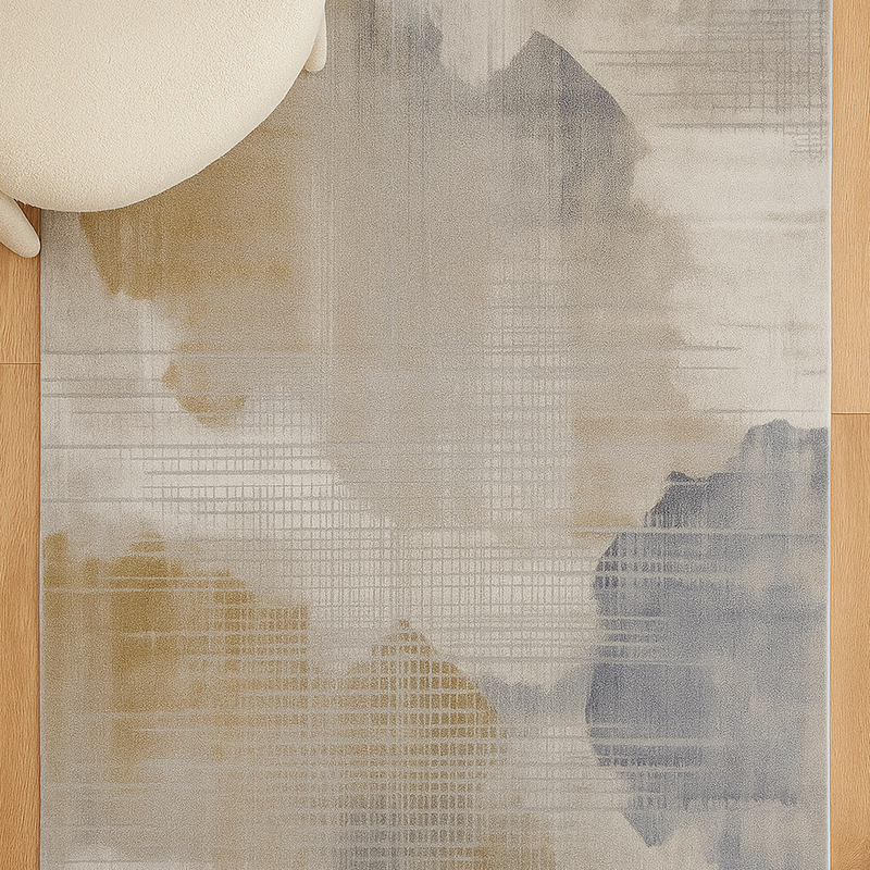 Bohemian Diamond Rug in Light Blue & Ivory