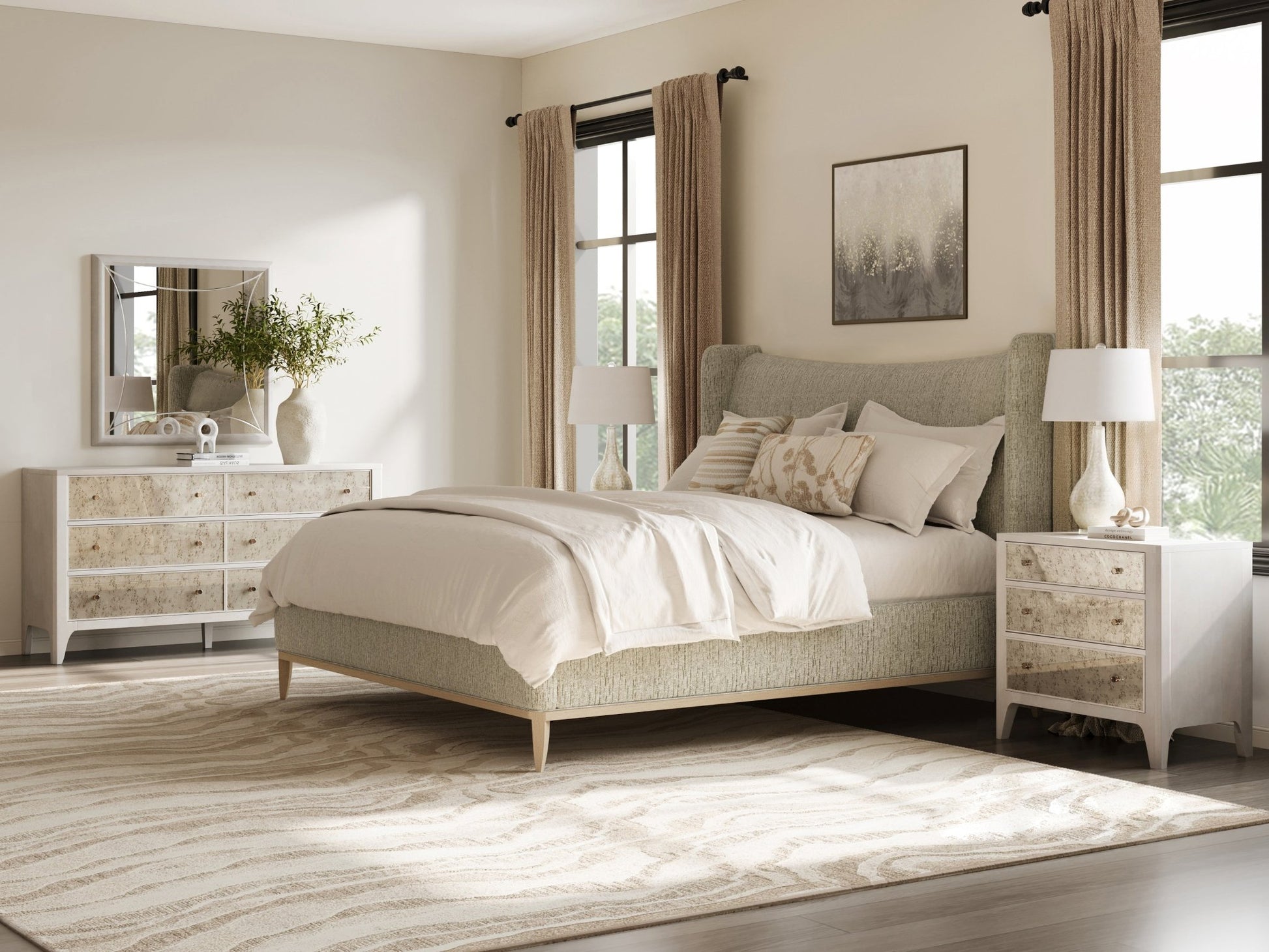 Edwin Wing Shelter King Uph. Bed -Celery Beds| A.R.T. Furniture