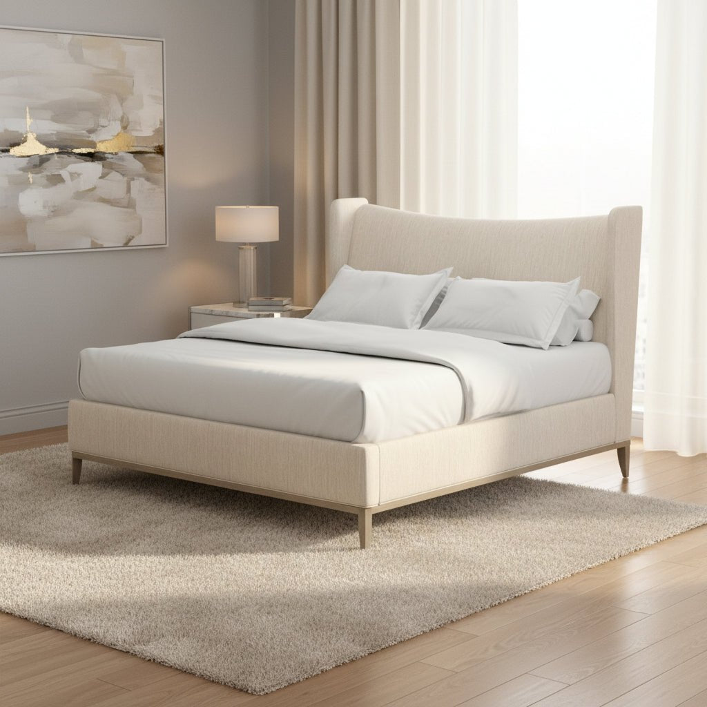 Edwin Wing Shelter King Uph. Bed-Cr+Me Beds| A.R.T. Furniture