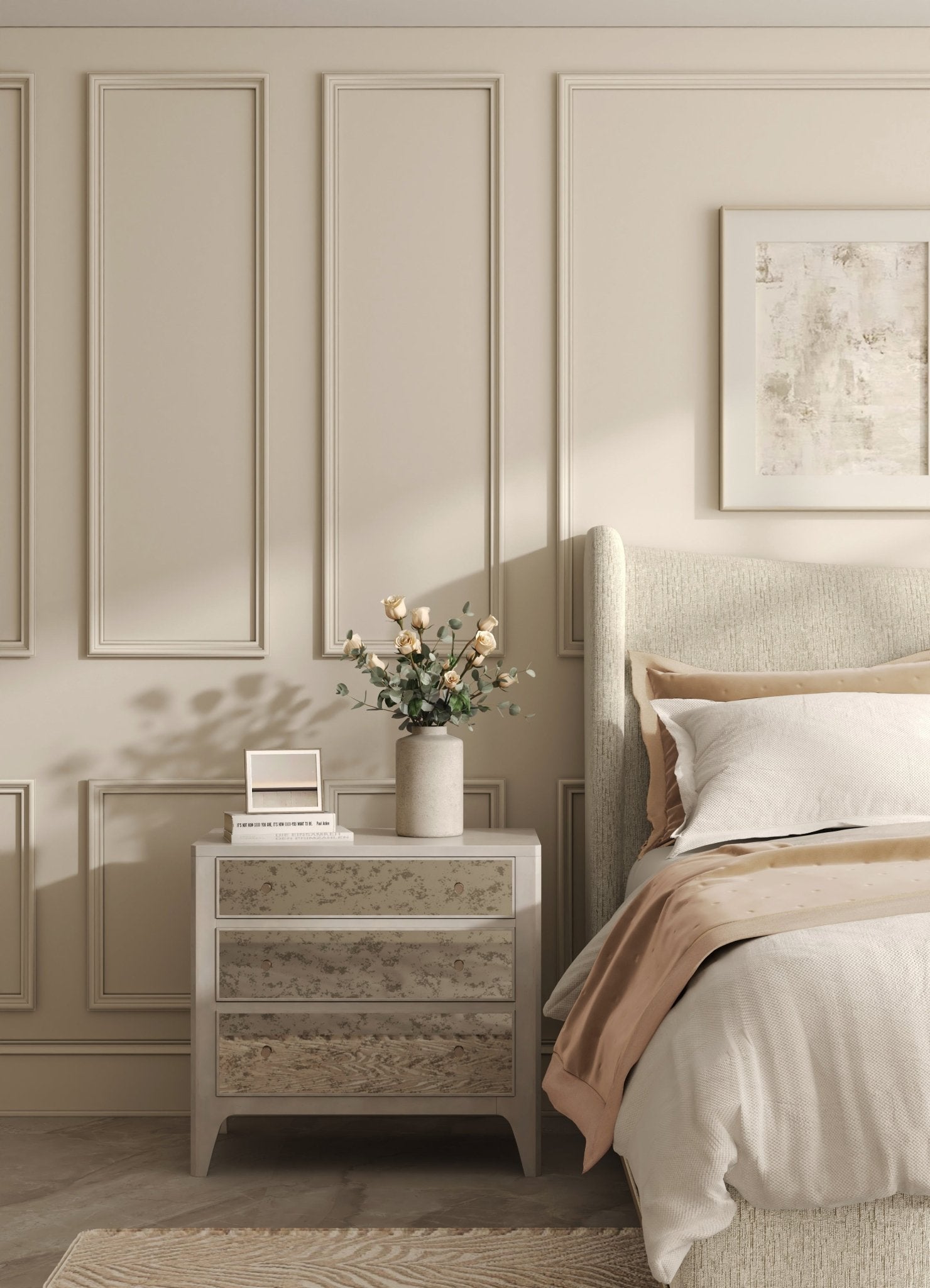 Edwin Wing Shelter King Uph. Bed-Cr+Me Beds| A.R.T. Furniture