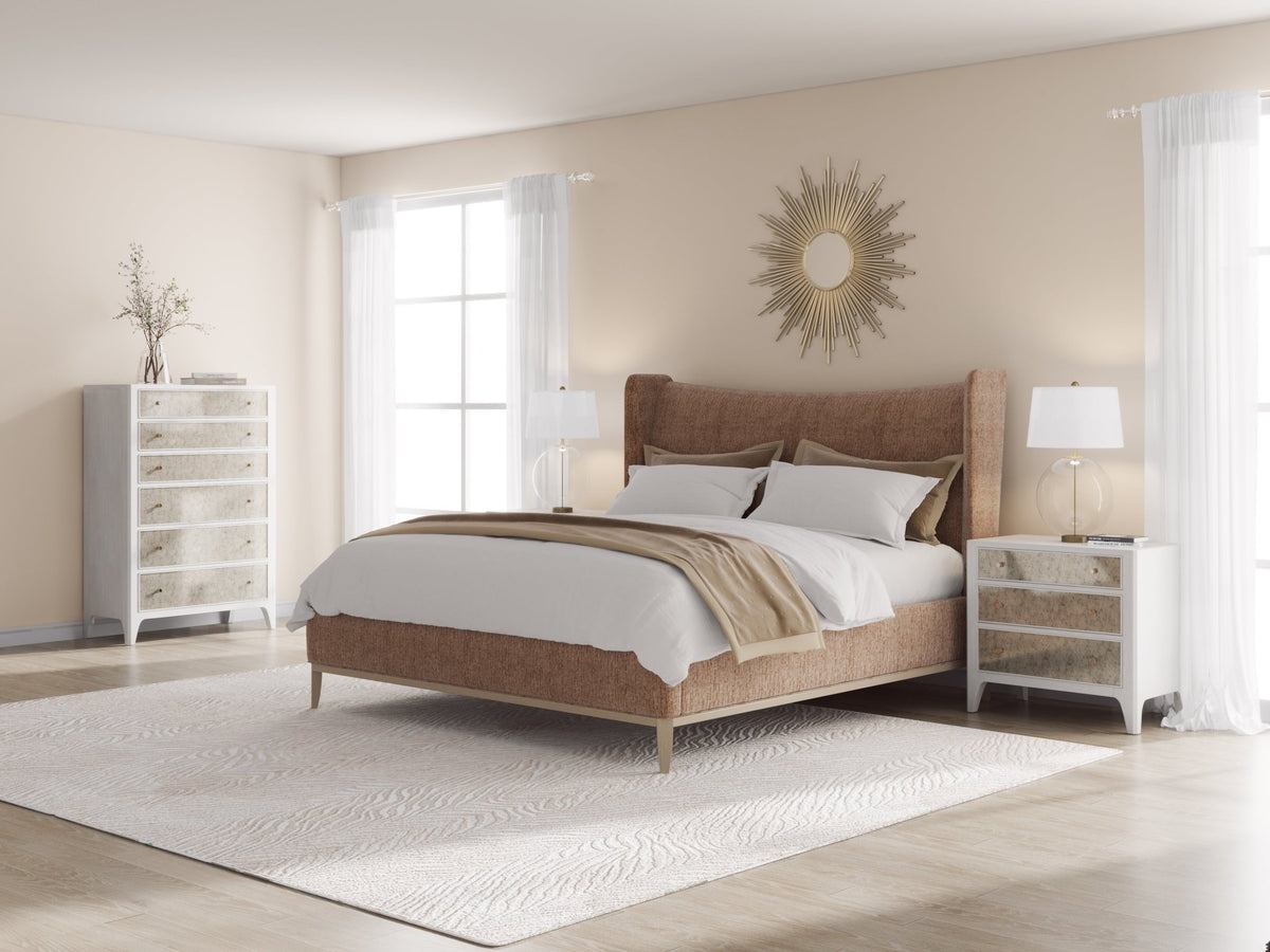 Edwin Wing Shelter King Uph. Bed -Suede Beds| A.R.T. Furniture