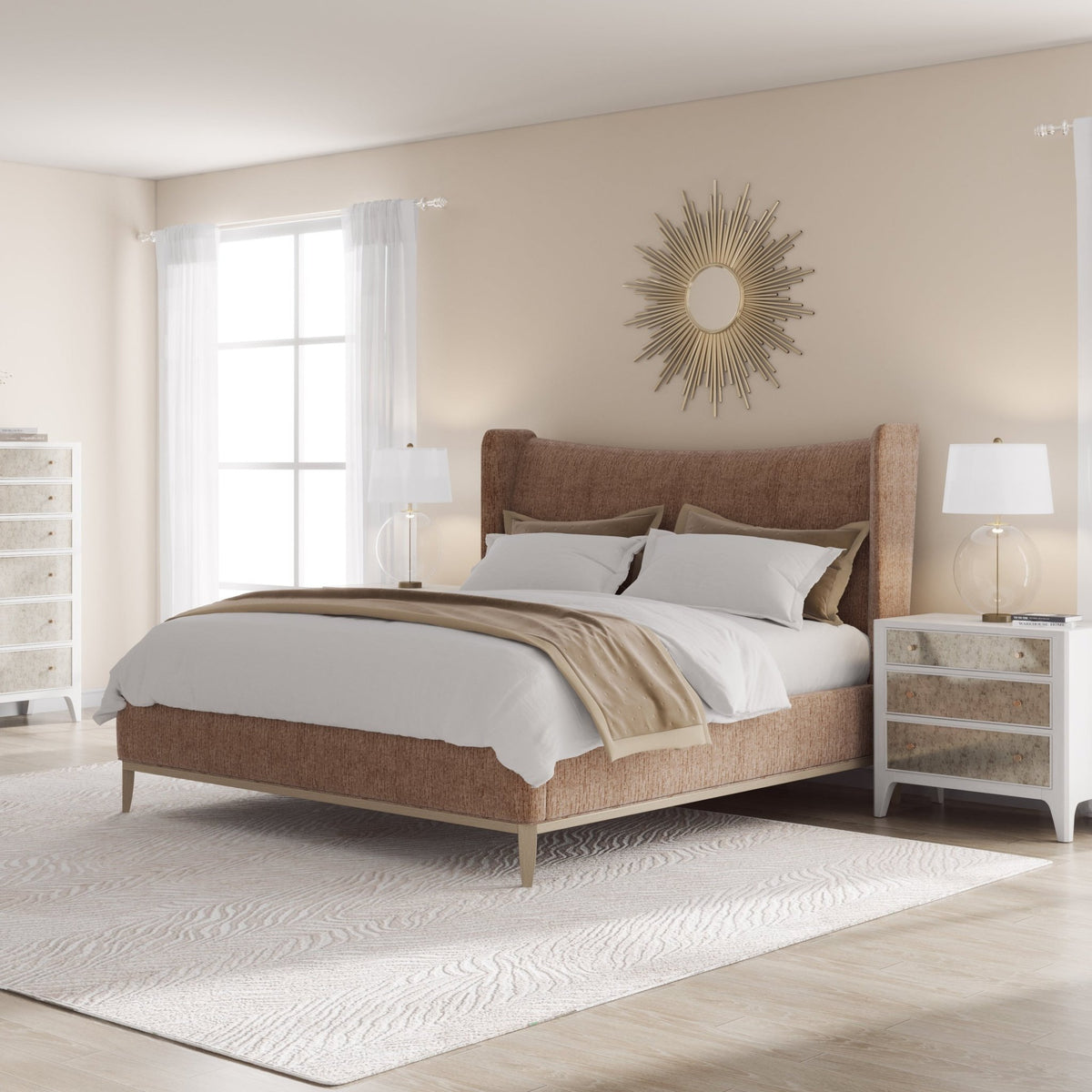 Edwin Wing Shelter Qn Uph. Bed -Suede Beds| A.R.T. Furniture