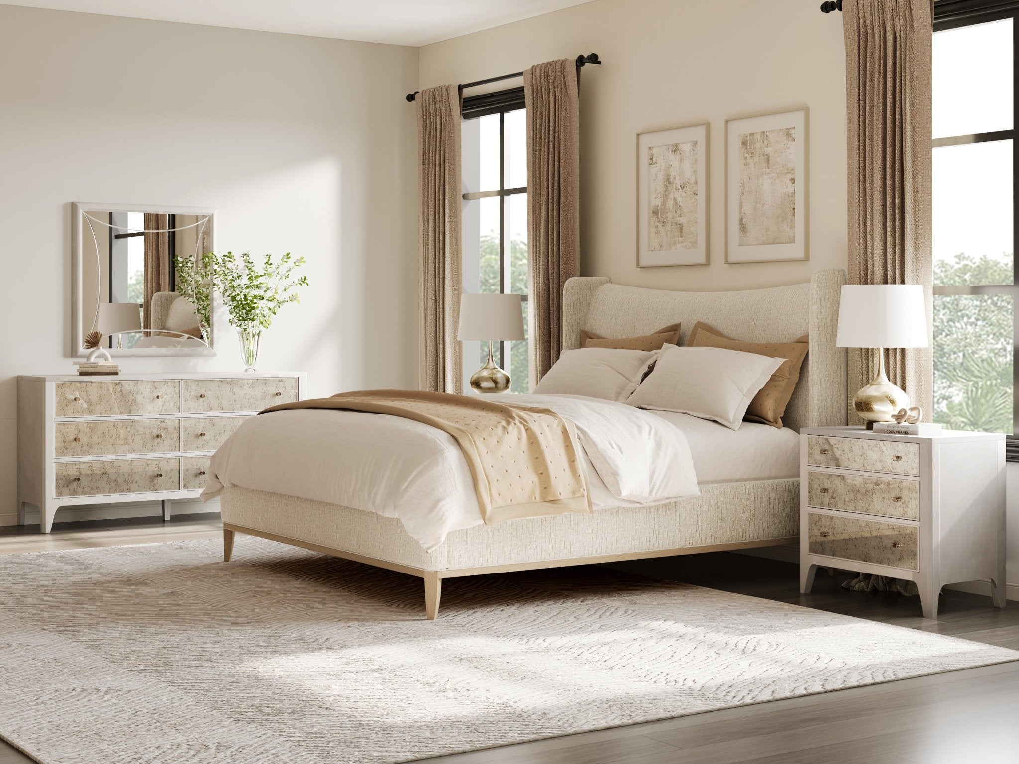 Edwin Wing Shelter Queen Uph. Bed -Cr+Me Beds| A.R.T. Furniture