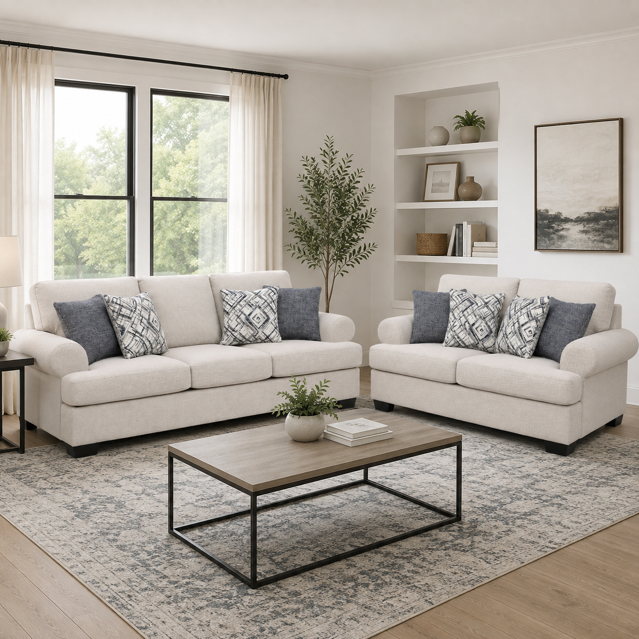 Elegant Off-White Living Room Set