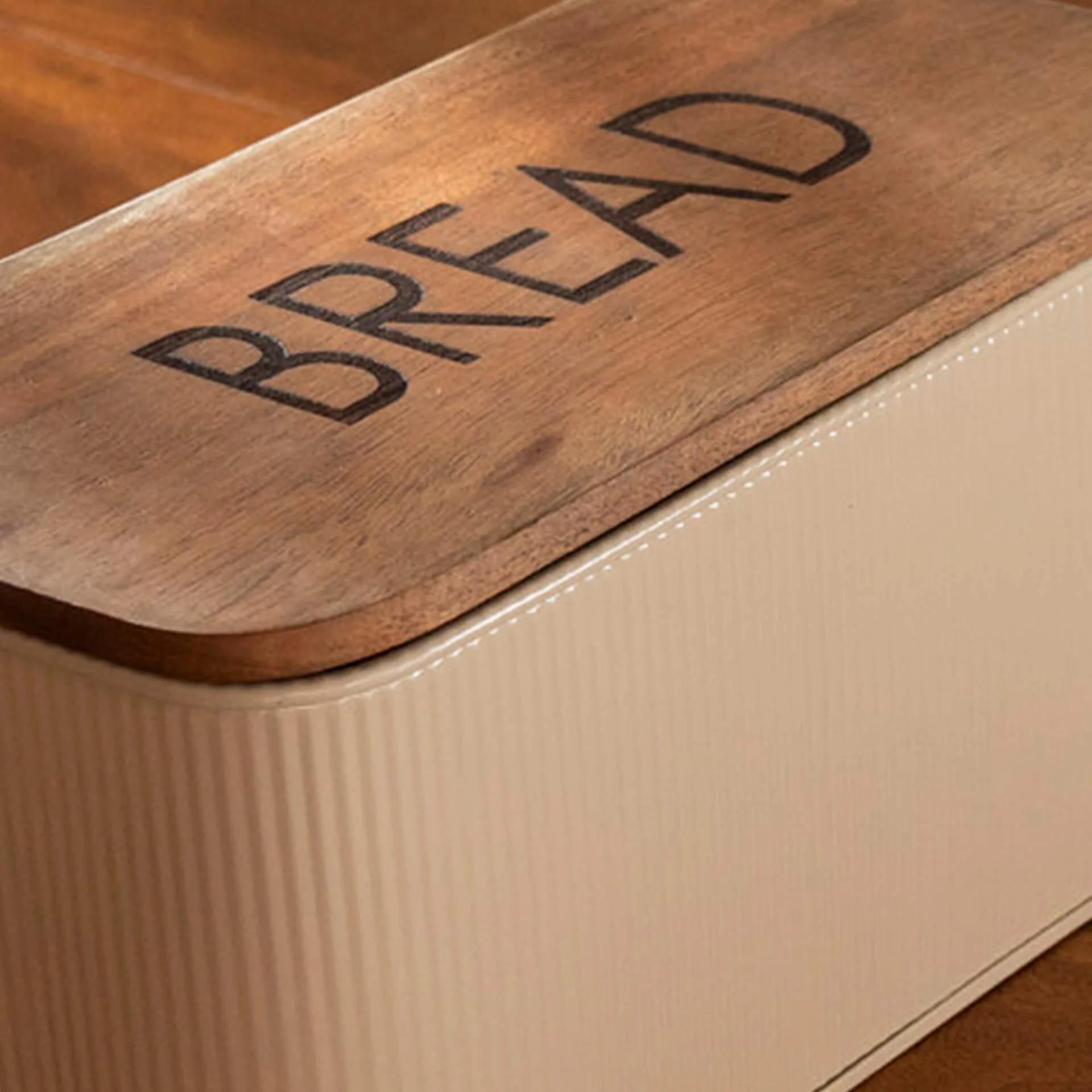 Egg Shell Metal Bread Box With Wooden Lid Box| Roots Furniture