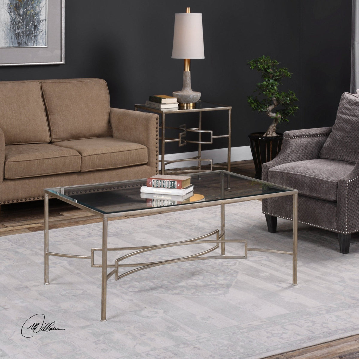 Eilinora Silver Leaf Coffee Table Coffee Tables| Uttermost