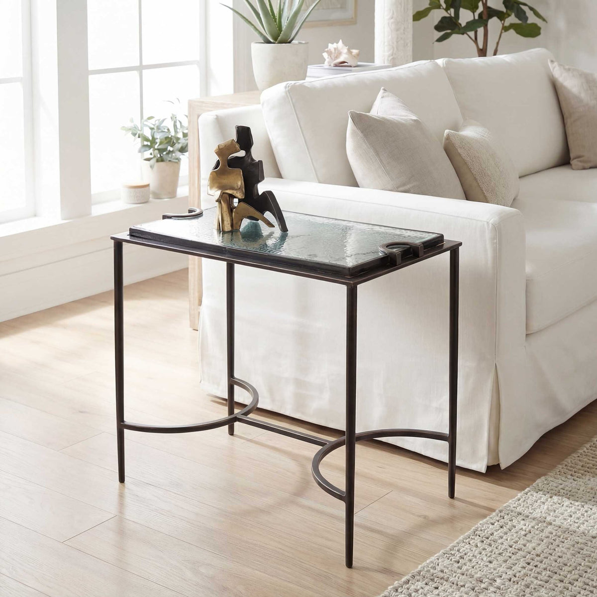 Eisen Textured Glass Accent Table Accent & End Tables| Uttermost