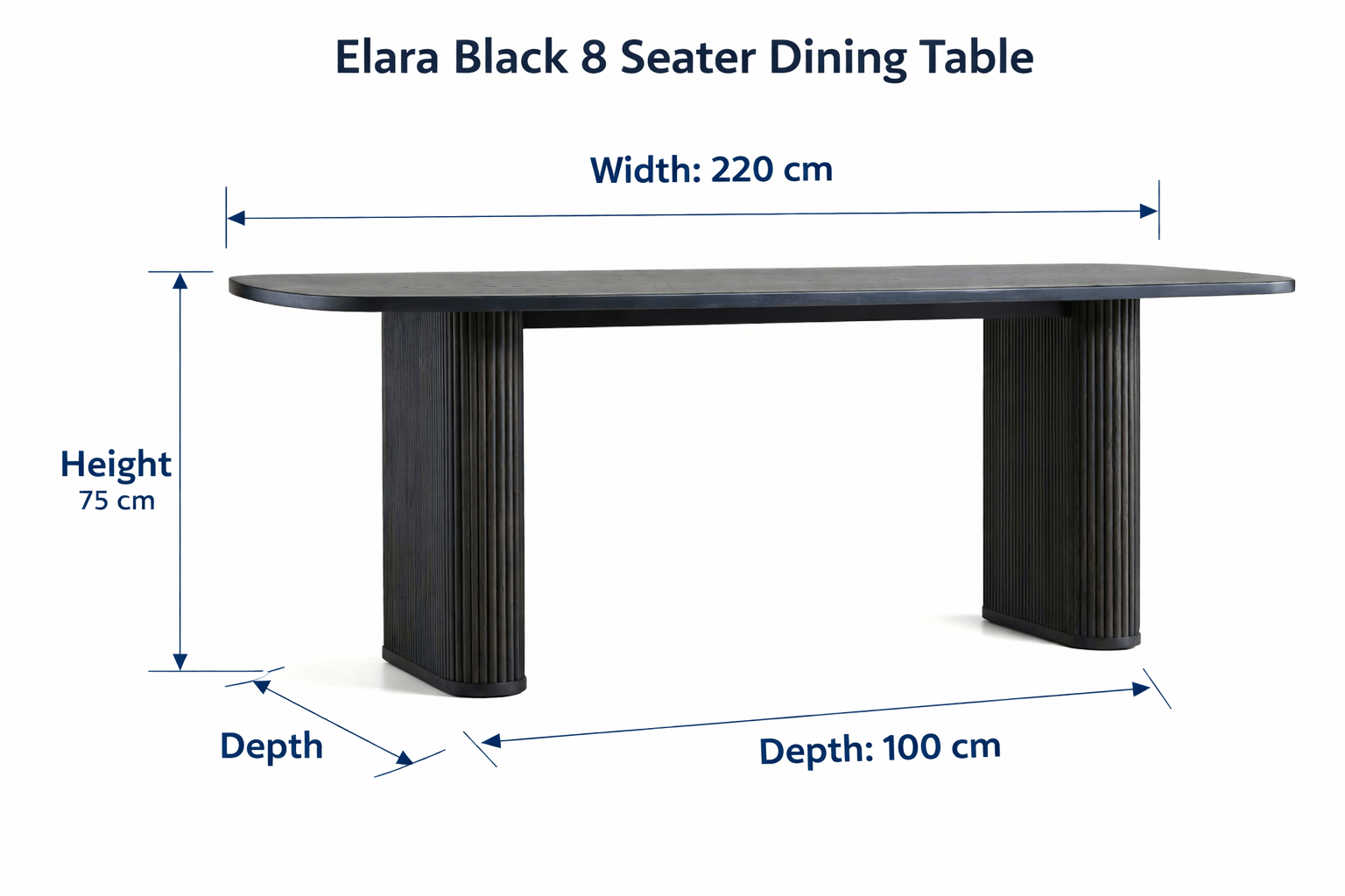 Elara Black 8 Seater Dining Table Dining Tables| Roots Furniture