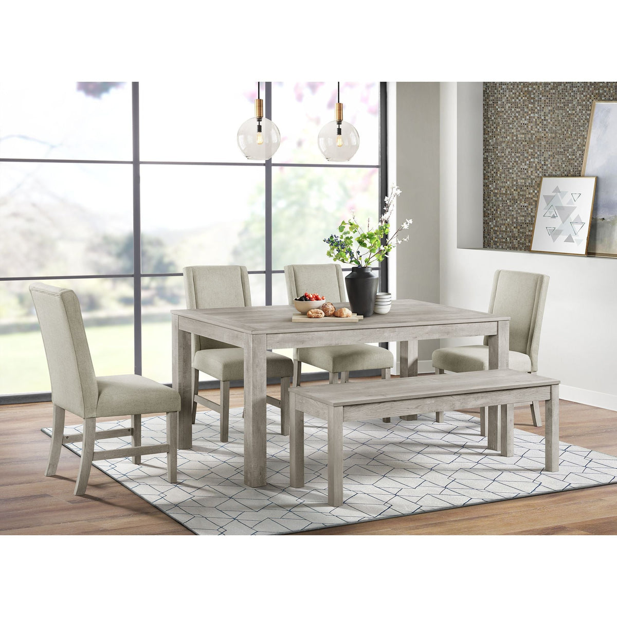 Eleanor Dining Bench in White Dining Chairs| Roots Furniture