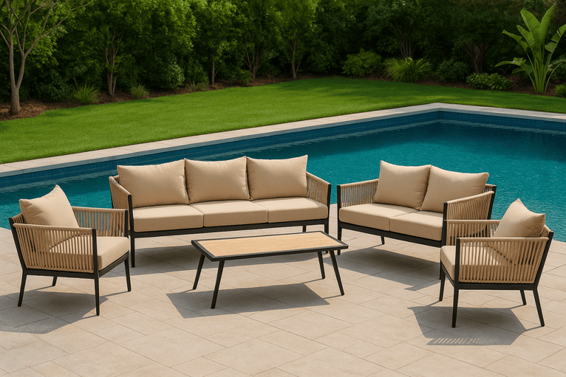 Elegant 5 - piece outdoor seating set - beige - Al Rugaib Furniture