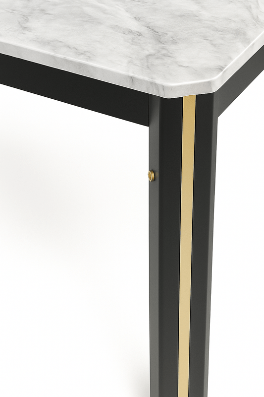 Elegant black dining table set with black and beige chairs. - Al Rugaib Furniture