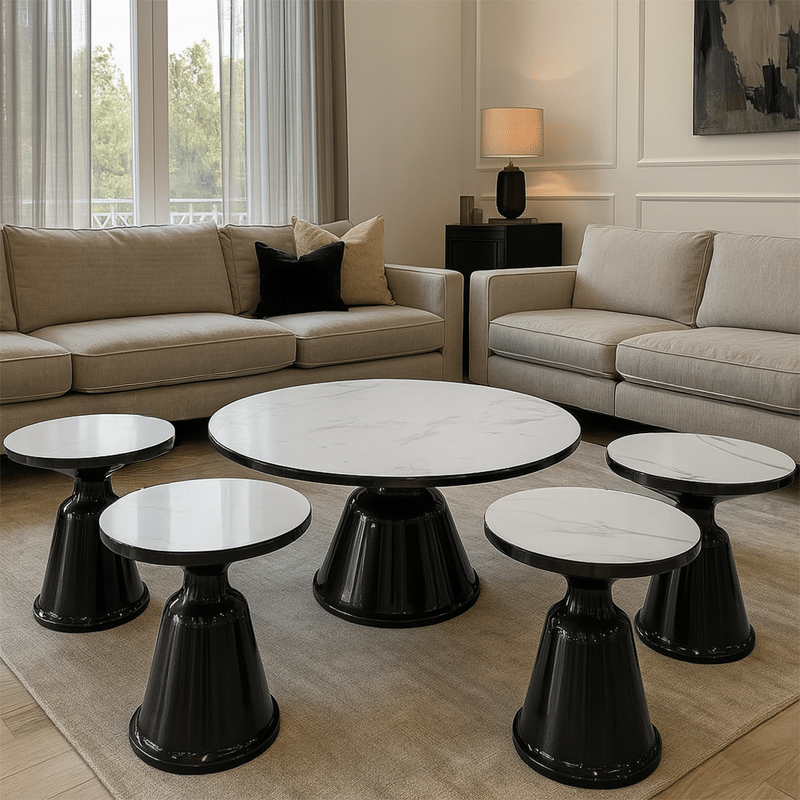 Elegant Ceramic Tables with Modern Black Finish Table Sets| Otath