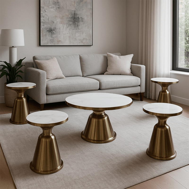 Elegant Ceramic Tables with Modern Golden Finish Table Sets| Otath