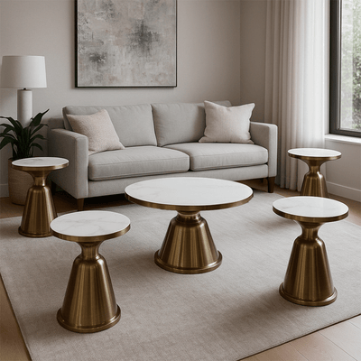 Elegant Ceramic Tables with Modern Golden Finish - Al Rugaib Furniture