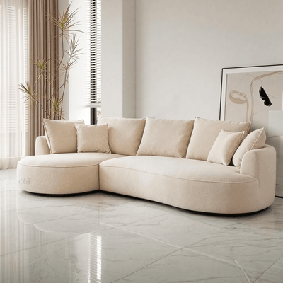 Elegant Corner Sofa with Plush Back Cushions - Beige - Al Rugaib Furniture