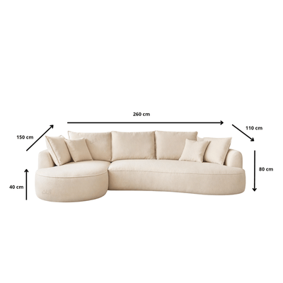 Elegant Corner Sofa with Plush Back Cushions - Beige - Al Rugaib Furniture
