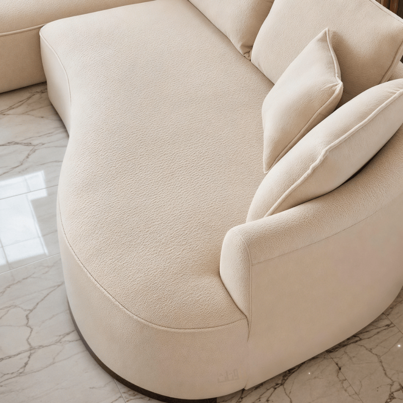 Elegant Corner Sofa with Plush Back Cushions - Beige - Al Rugaib Furniture