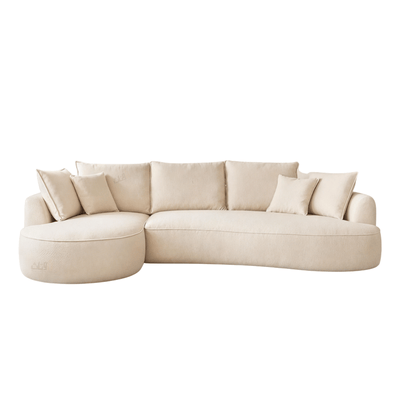 Elegant Corner Sofa with Plush Back Cushions - Beige - Al Rugaib Furniture