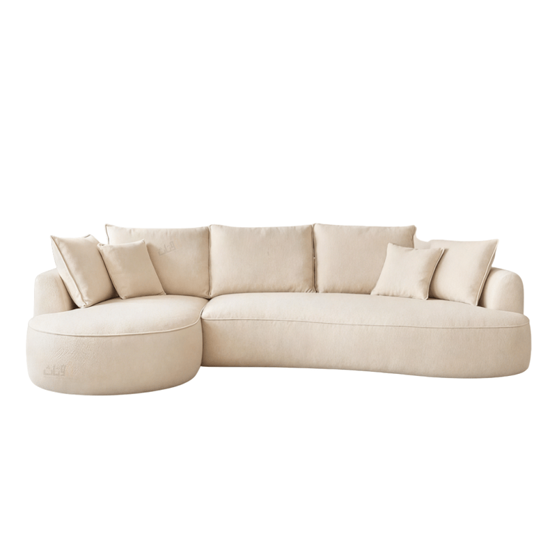 Elegant Corner Sofa with Plush Back Cushions - Beige - Al Rugaib Furniture