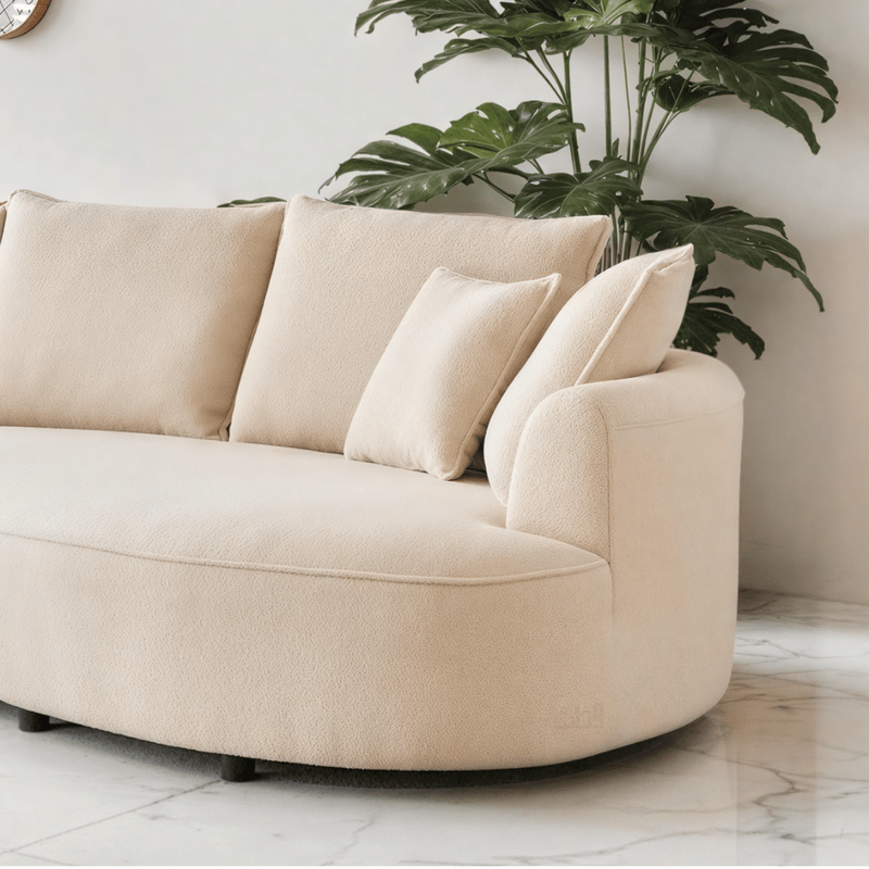 Elegant Corner Sofa with Plush Back Cushions - Beige - Al Rugaib Furniture