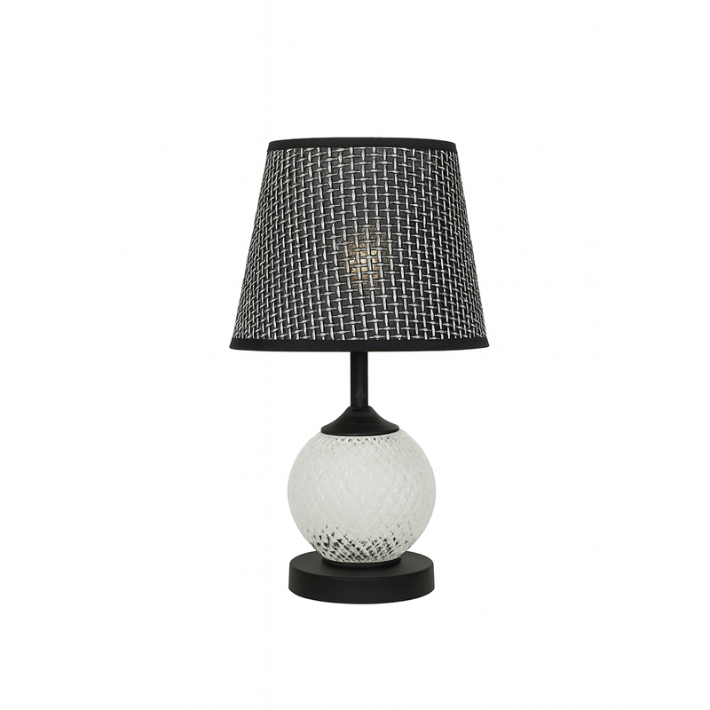 Elegant Crystal Base Table Lamp with Black Fabric Shade - Al Rugaib Furniture