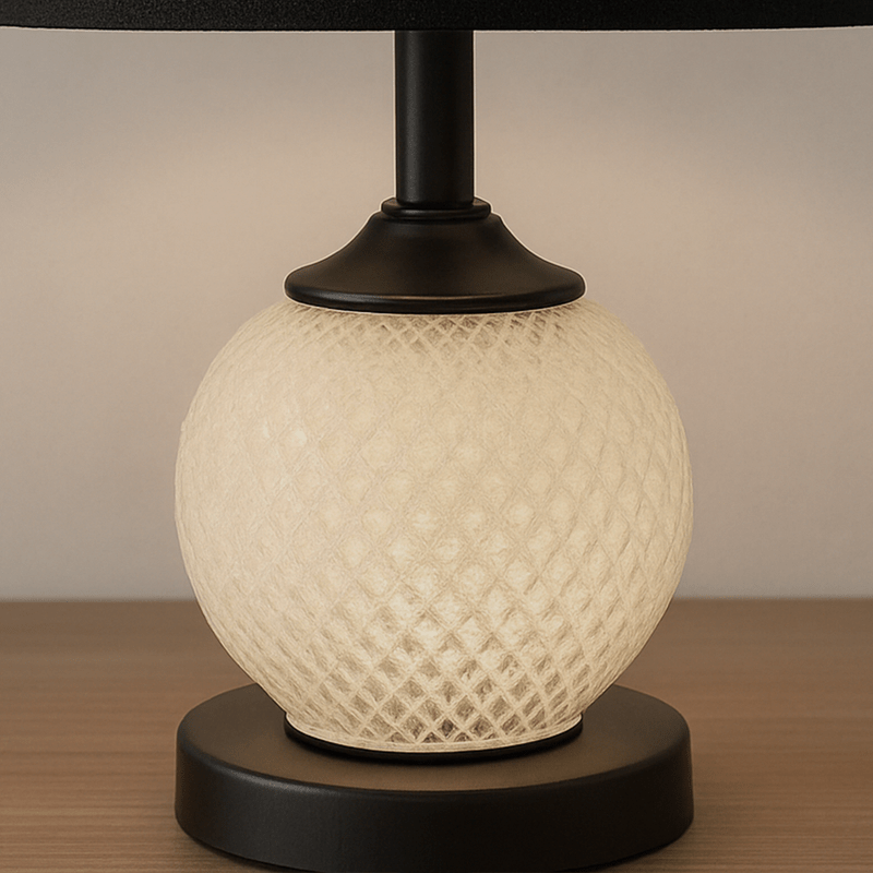 Elegant Crystal Base Table Lamp with Black Fabric Shade - Al Rugaib Furniture