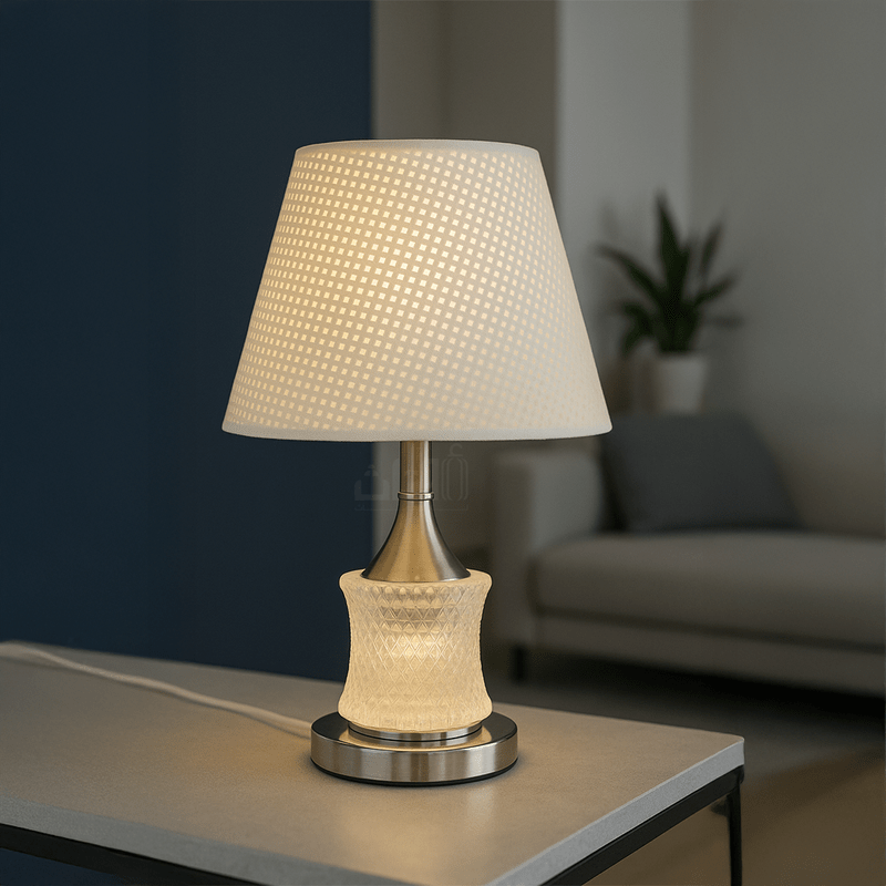 Elegant Crystal Base Table Lamp with Silver Finish - Al Rugaib Furniture
