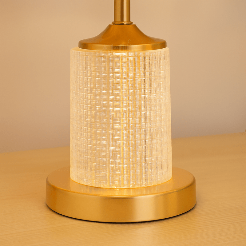 Elegant Crystal Cylinder Table Lamp with Golden Base - Al Rugaib Furniture