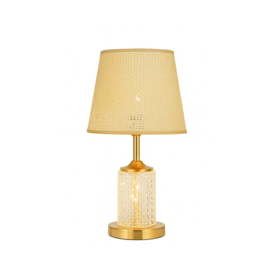 Elegant Crystal Cylinder Table Lamp with Golden Base - Al Rugaib Furniture