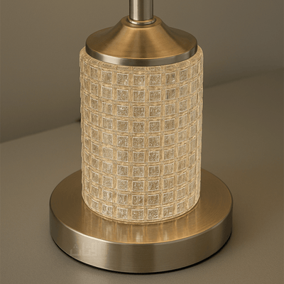 Elegant Crystal Cylinder Table Lamp with Silver Base - Al Rugaib Furniture