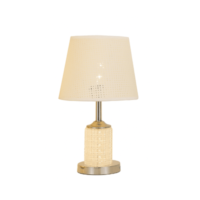 Elegant Crystal Cylinder Table Lamp with Silver Base - Al Rugaib Furniture