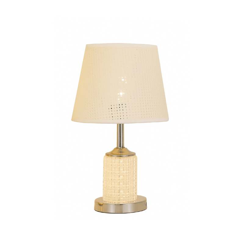 Elegant Crystal Cylinder Table Lamp with Silver Base - Al Rugaib Furniture