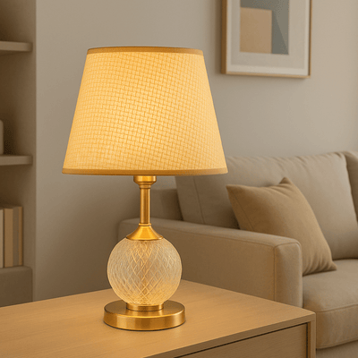 Elegant Crystal Globe Table Lamp with Golden Base - Al Rugaib Furniture