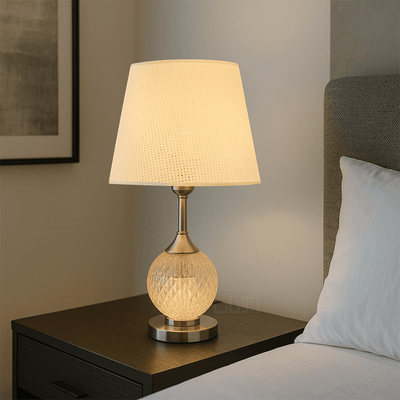 Elegant Crystal Globe Table Lamp with Silver Base - Al Rugaib Furniture