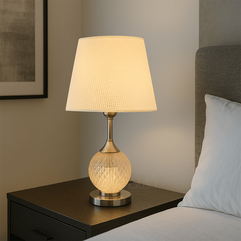 Elegant Crystal Globe Table Lamp with Silver Base - Al Rugaib Furniture