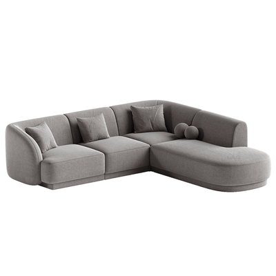 Elegant Curved L - Shaped Sofa with Round Cushions – Grey - Al Rugaib Furniture