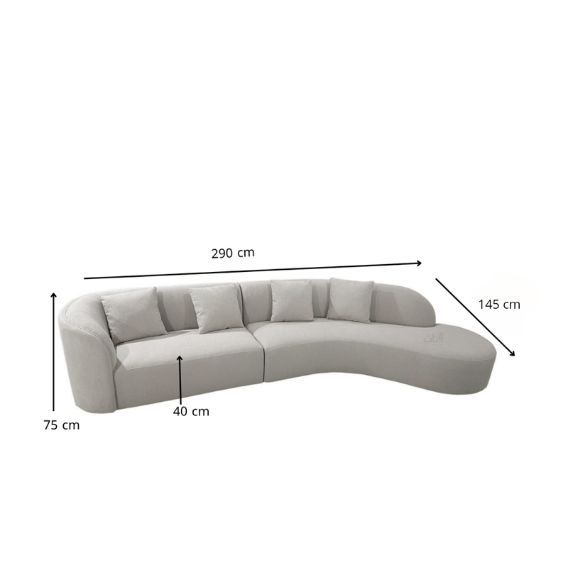 Elegant Curved Sofa - off - white - Al Rugaib Furniture