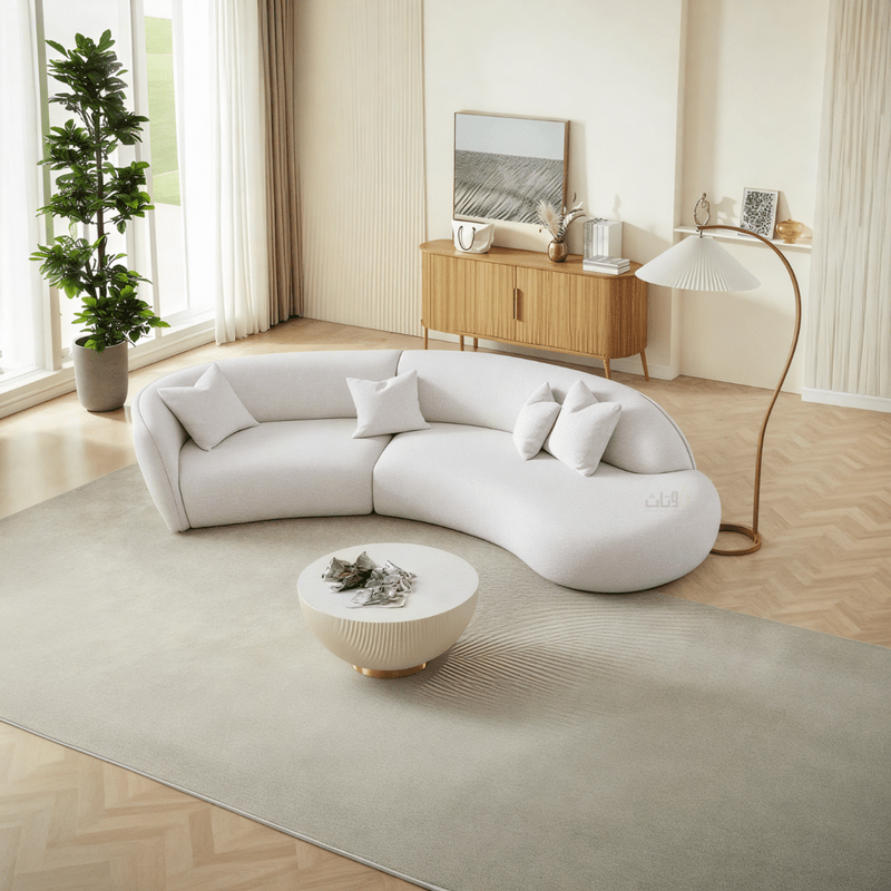 Elegant Curved Sofa - off - white - Al Rugaib Furniture