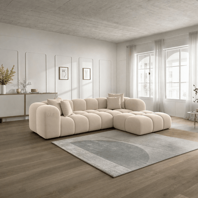 Elegant L - Shaped Sofa with Plush Upholstery – Beige - Al Rugaib Furniture