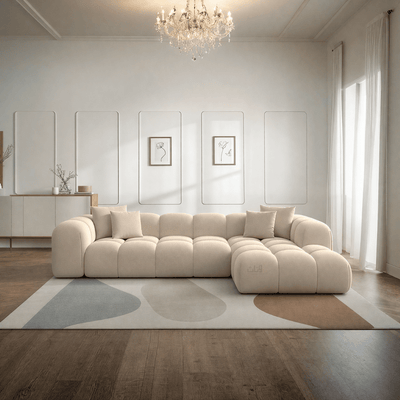 Elegant L - Shaped Sofa with Plush Upholstery – Beige - Al Rugaib Furniture