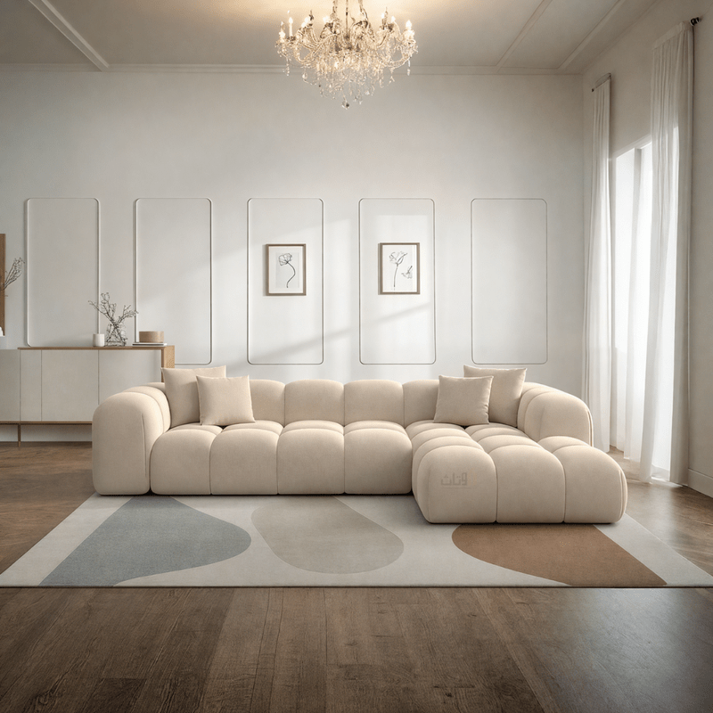 Elegant L - Shaped Sofa with Plush Upholstery – Beige - Al Rugaib Furniture
